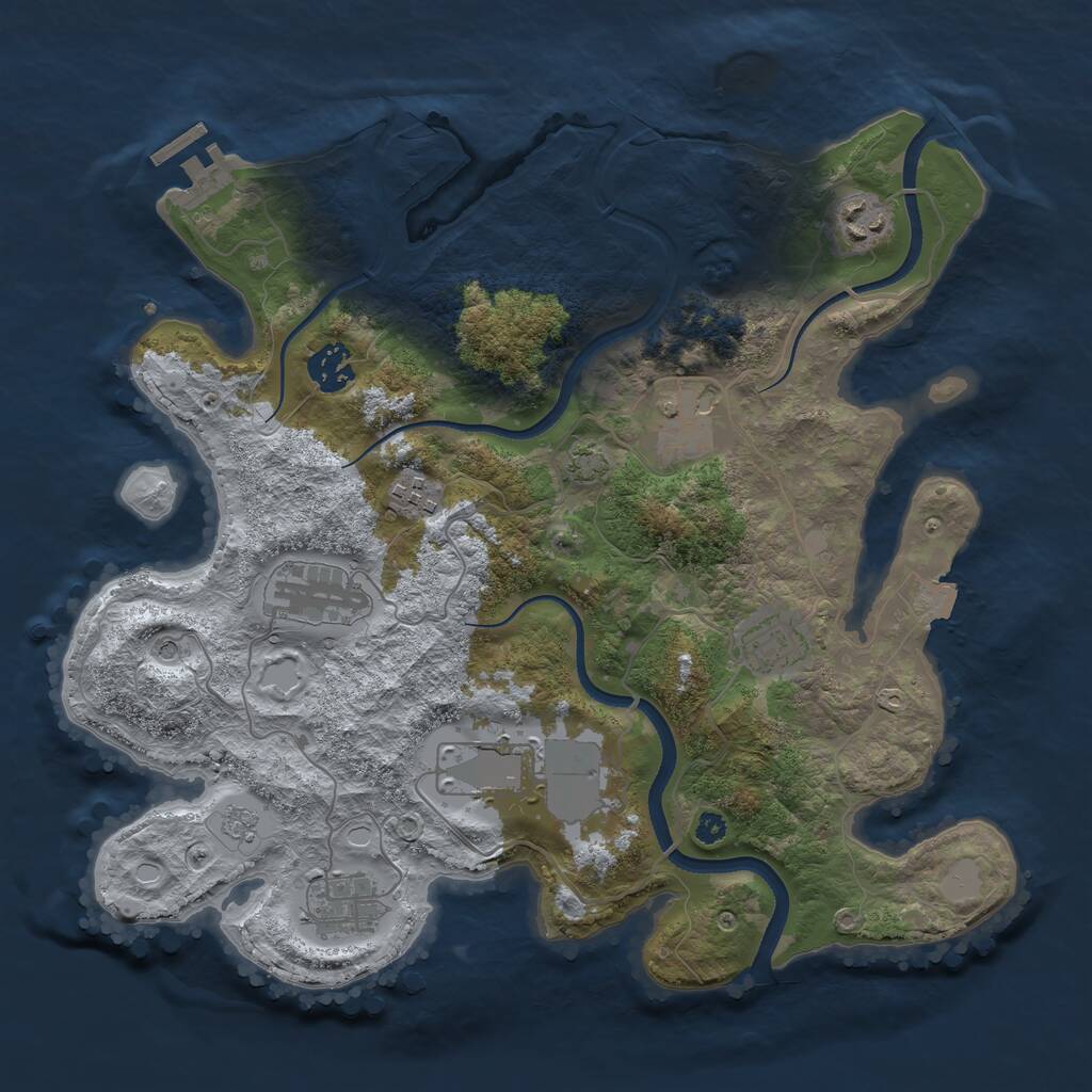 Rust Map: Procedural Map, Size: 3500, Seed: 134121244, 13 Monuments