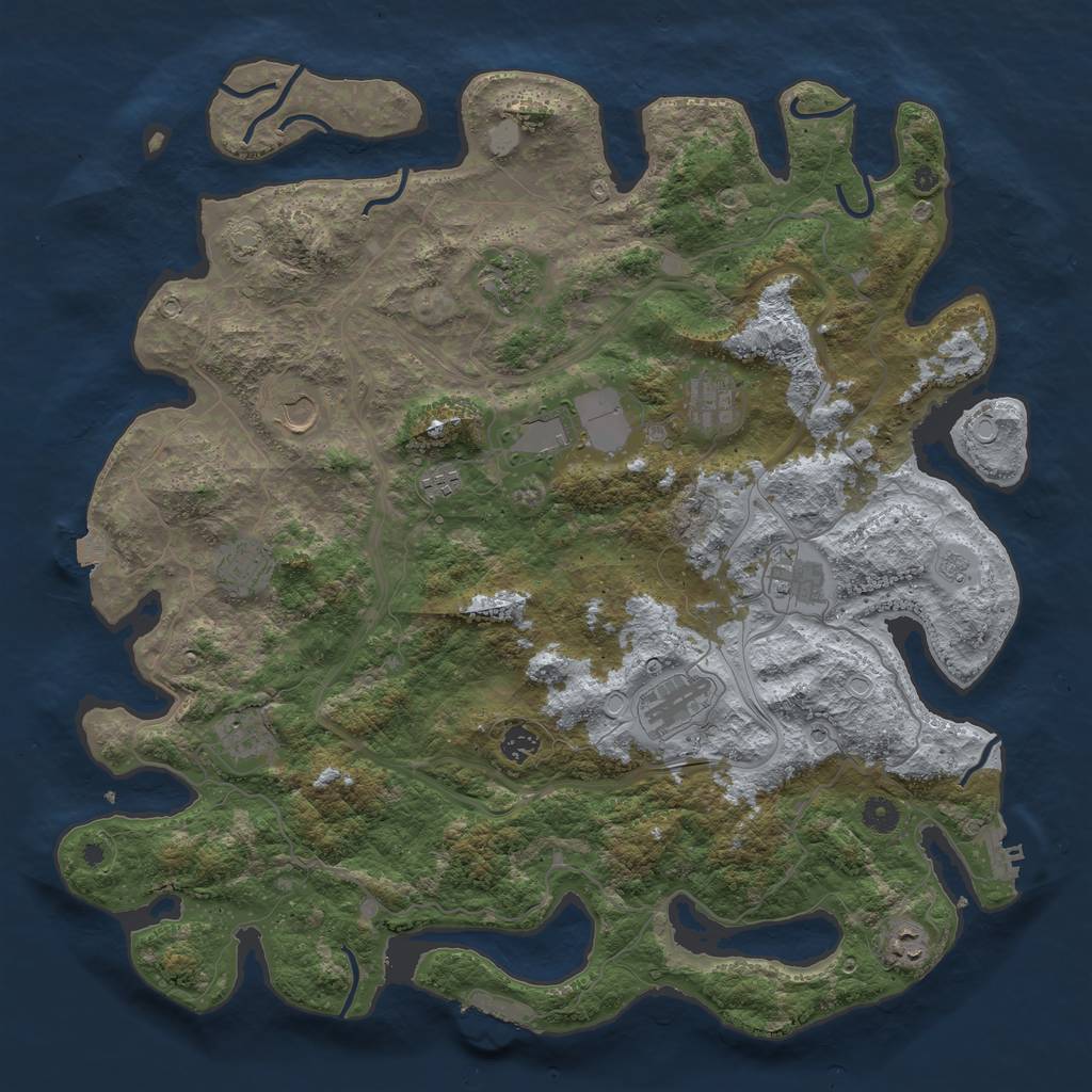 Rust Map: Procedural Map, Size: 4500, Seed: 1698, 19 Monuments