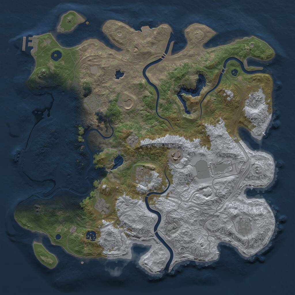 Rust Map: Procedural Map, Size: 4250, Seed: 44452567, 16 Monuments