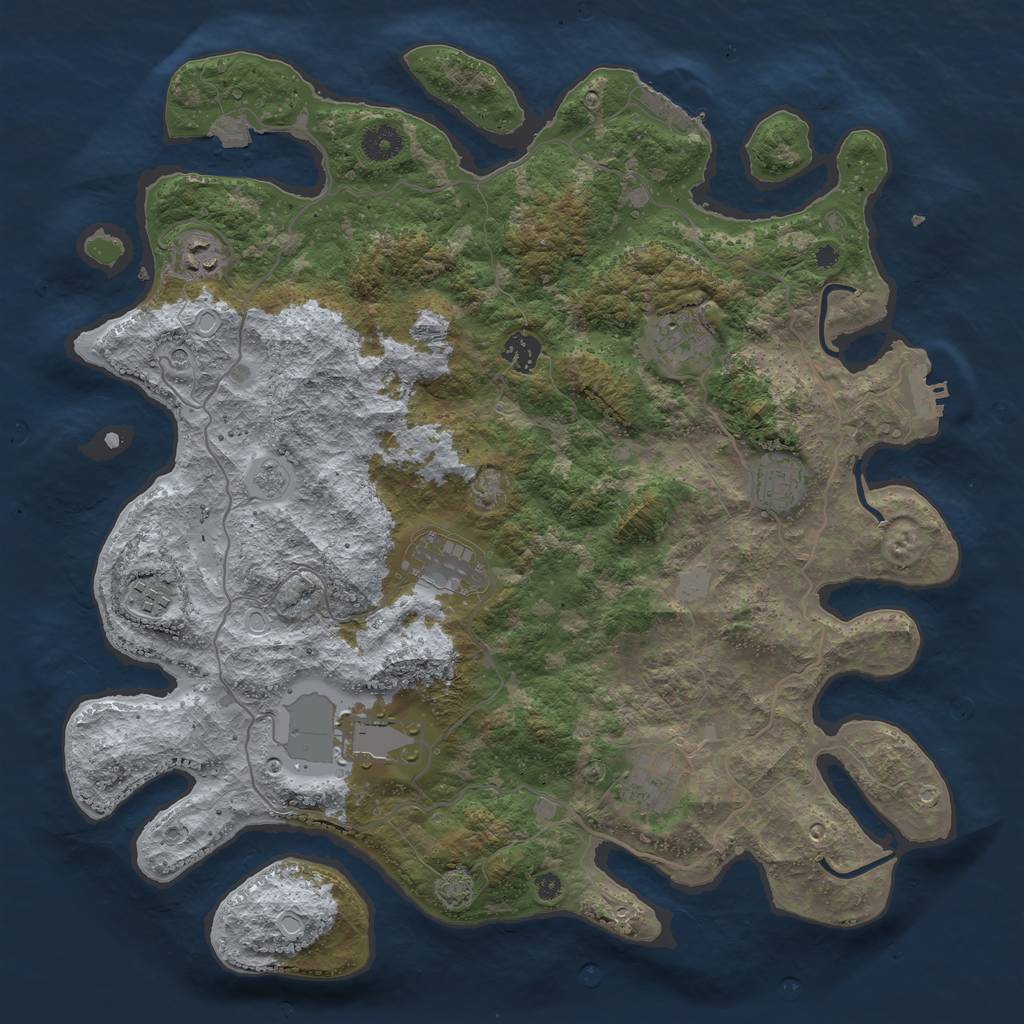 Rust Map: Procedural Map, Size: 4000, Seed: 39494, 16 Monuments