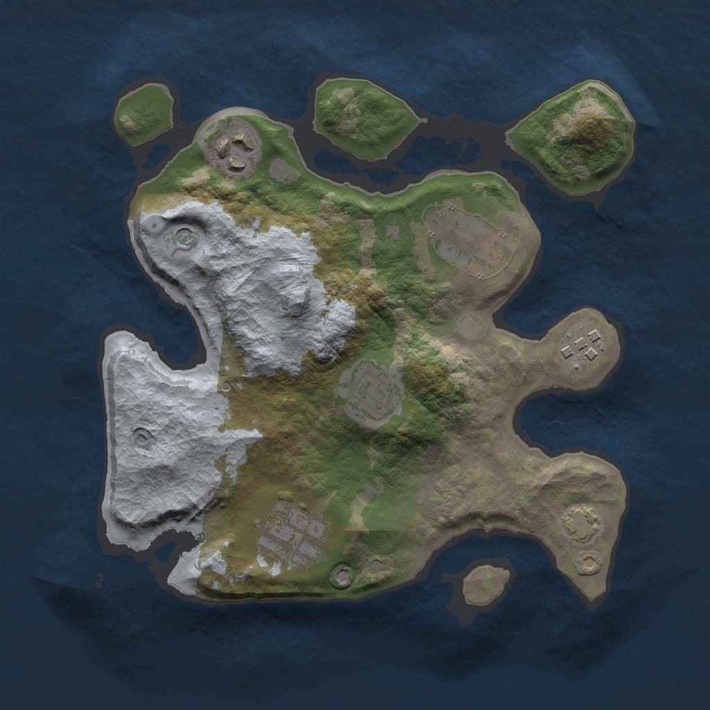 Rust Map: Barren, Size: 2500, Seed: 609965161, 9 Monuments
