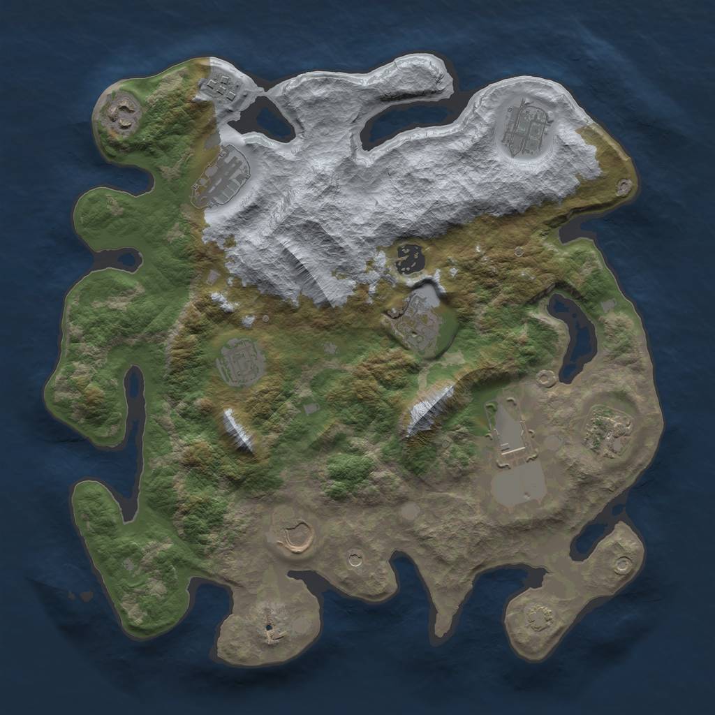 Rust Map: Barren, Size: 3500, Seed: 2126755063, 14 Monuments