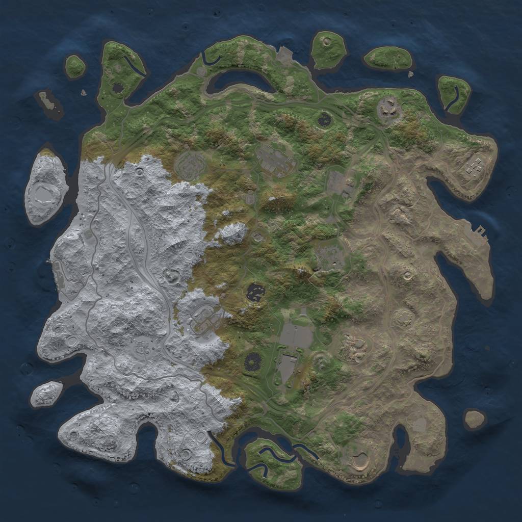 Rust Map: Procedural Map, Size: 4250, Seed: 74537661, 19 Monuments