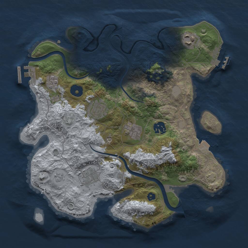 Rust Map: Procedural Map, Size: 3000, Seed: 28546, 12 Monuments