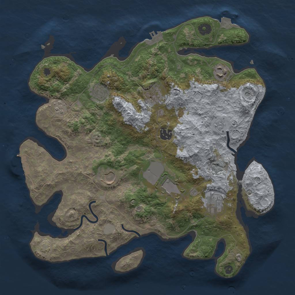 Rust Map: Procedural Map, Size: 3500, Seed: 650065281, 16 Monuments