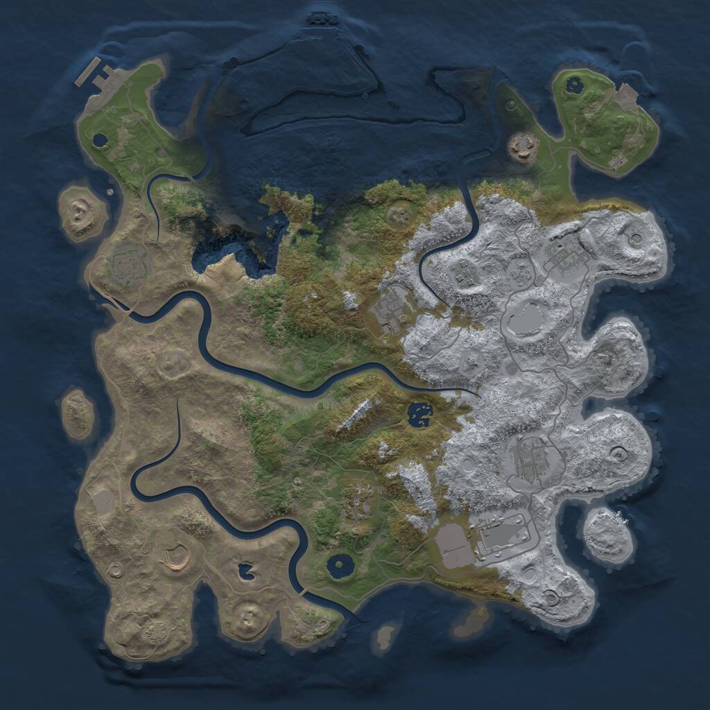 Rust Map: Procedural Map, Size: 4100, Seed: 24150551, 16 Monuments