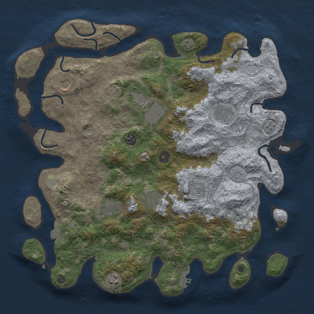 Rust Map: Procedural Map, Size: 4000, Seed: 50285827, 16 Monuments