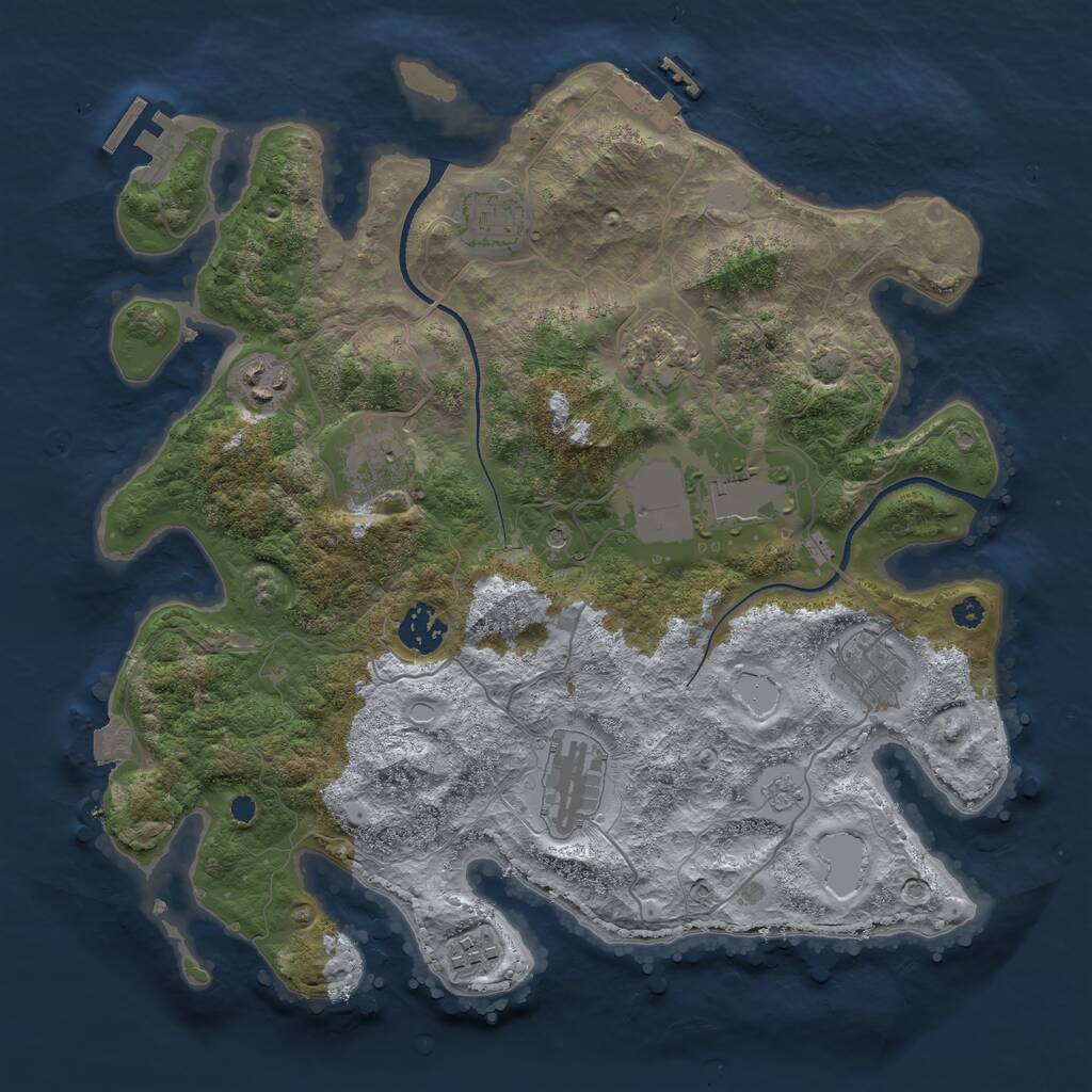Rust Map: Procedural Map, Size: 3500, Seed: 1626990503, 15 Monuments