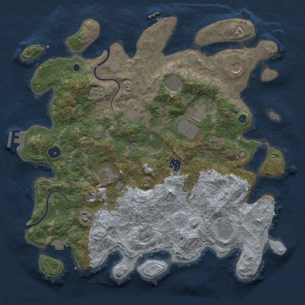 Rust Map: Procedural Map, Size: 3950, Seed: 95683986, 15 Monuments