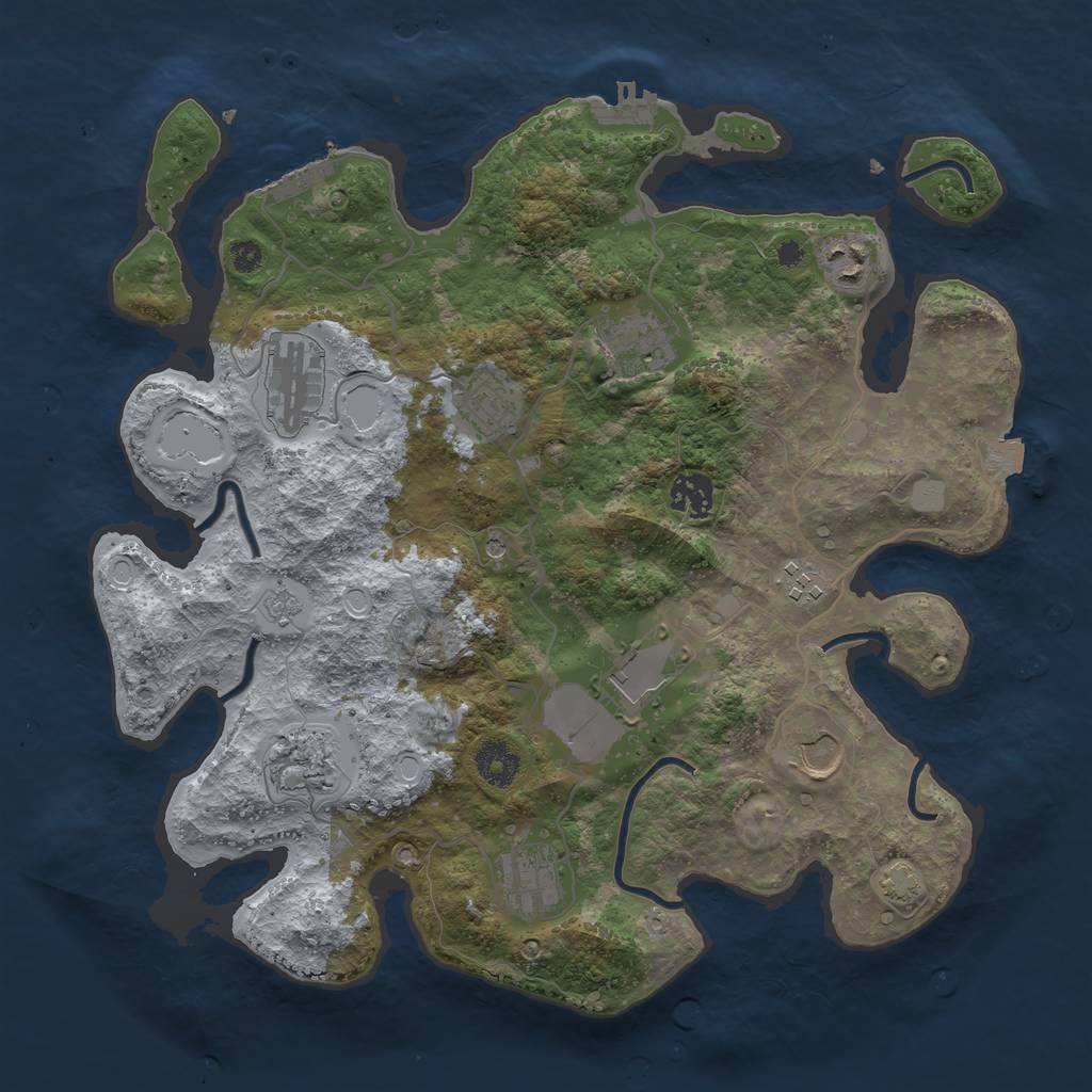 Rust Map: Procedural Map, Size: 3600, Seed: 59164466, 18 Monuments