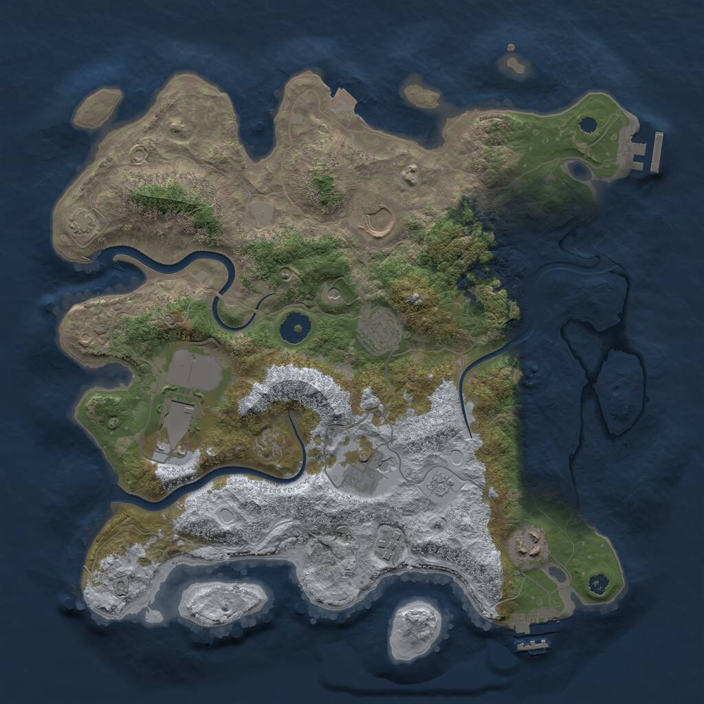 Rust Map: Procedural Map, Size: 3500, Seed: 17472603, 12 Monuments