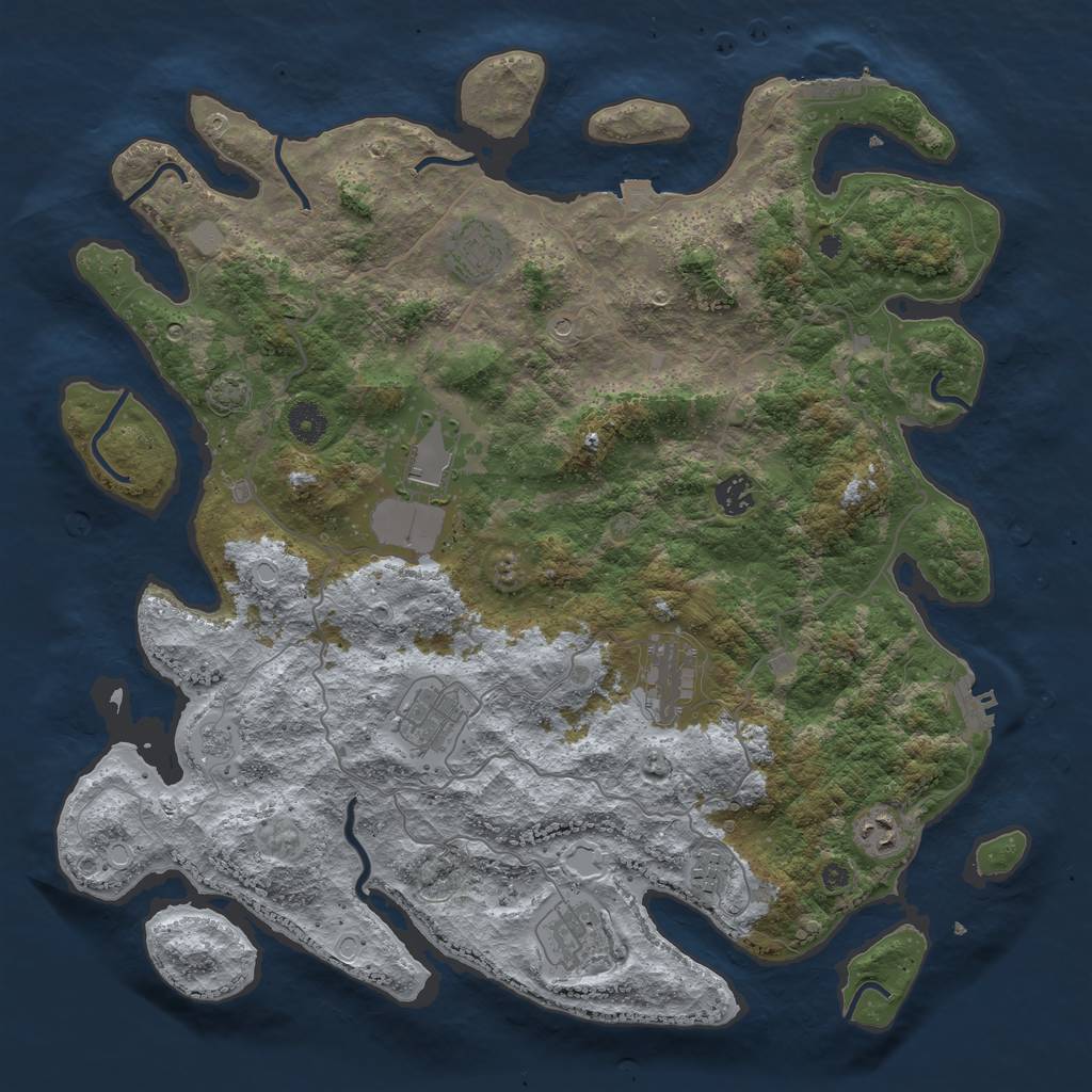 Rust Map: Procedural Map, Size: 4100, Seed: 3213684, 16 Monuments