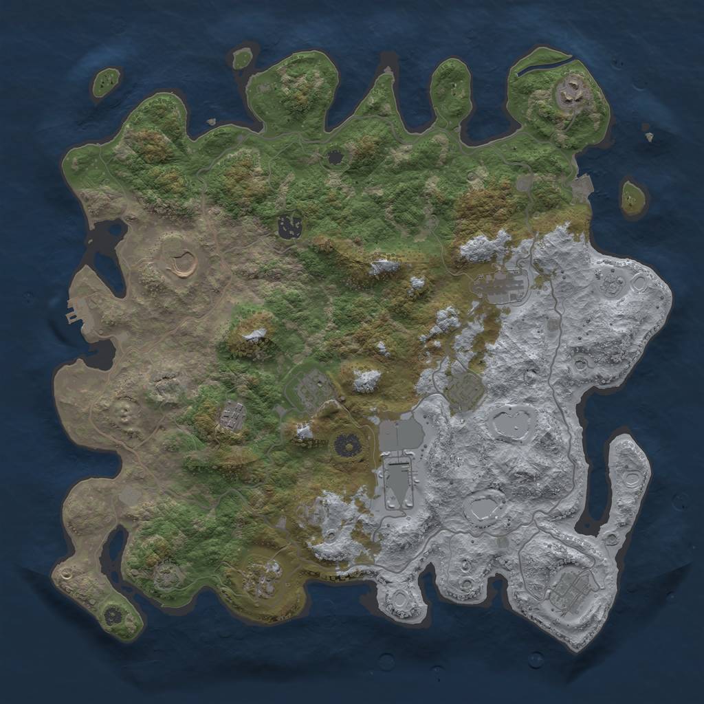 Rust Map: Procedural Map, Size: 4096, Seed: 2146952367, 17 Monuments