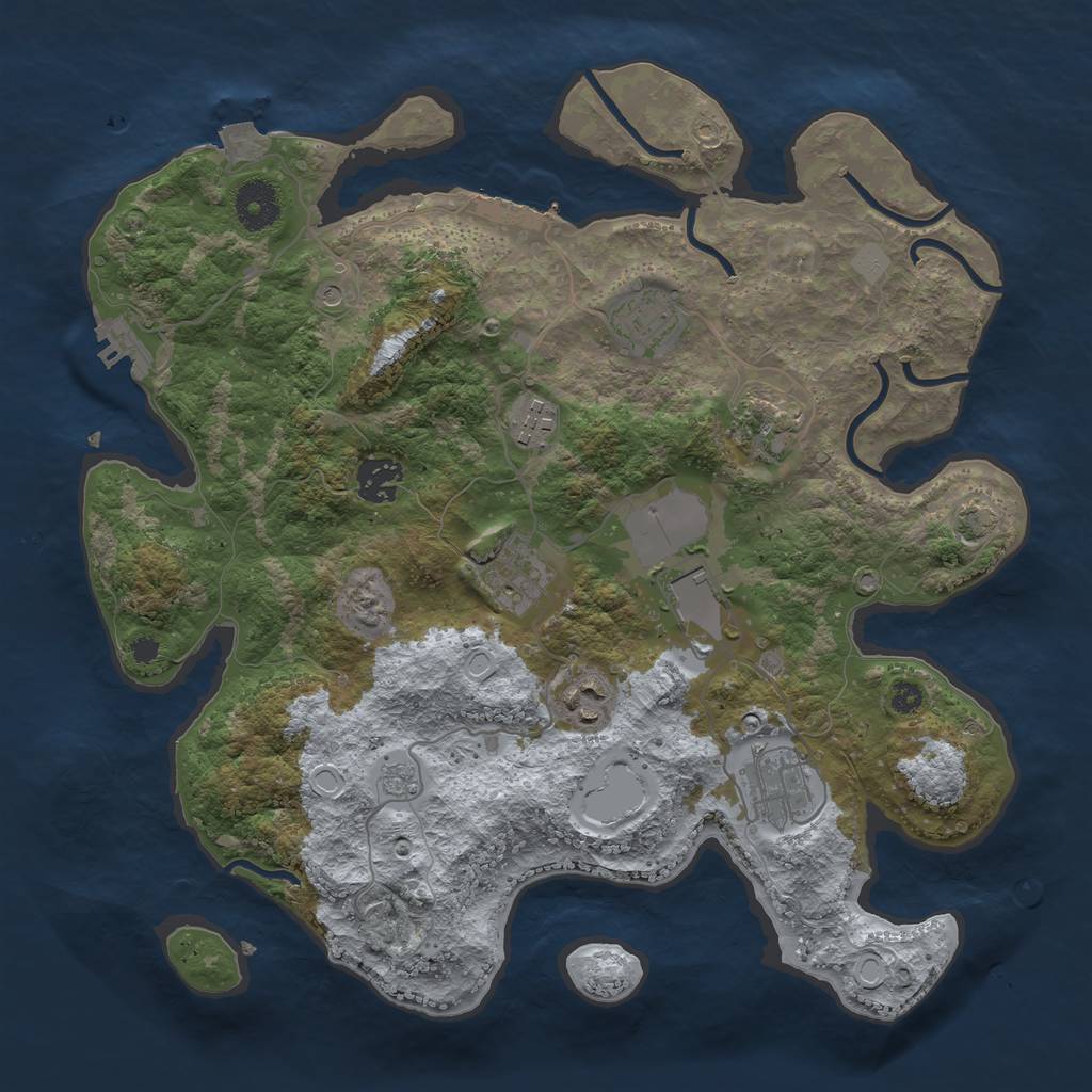 Rust Map: Procedural Map, Size: 3500, Seed: 1781895683, 16 Monuments