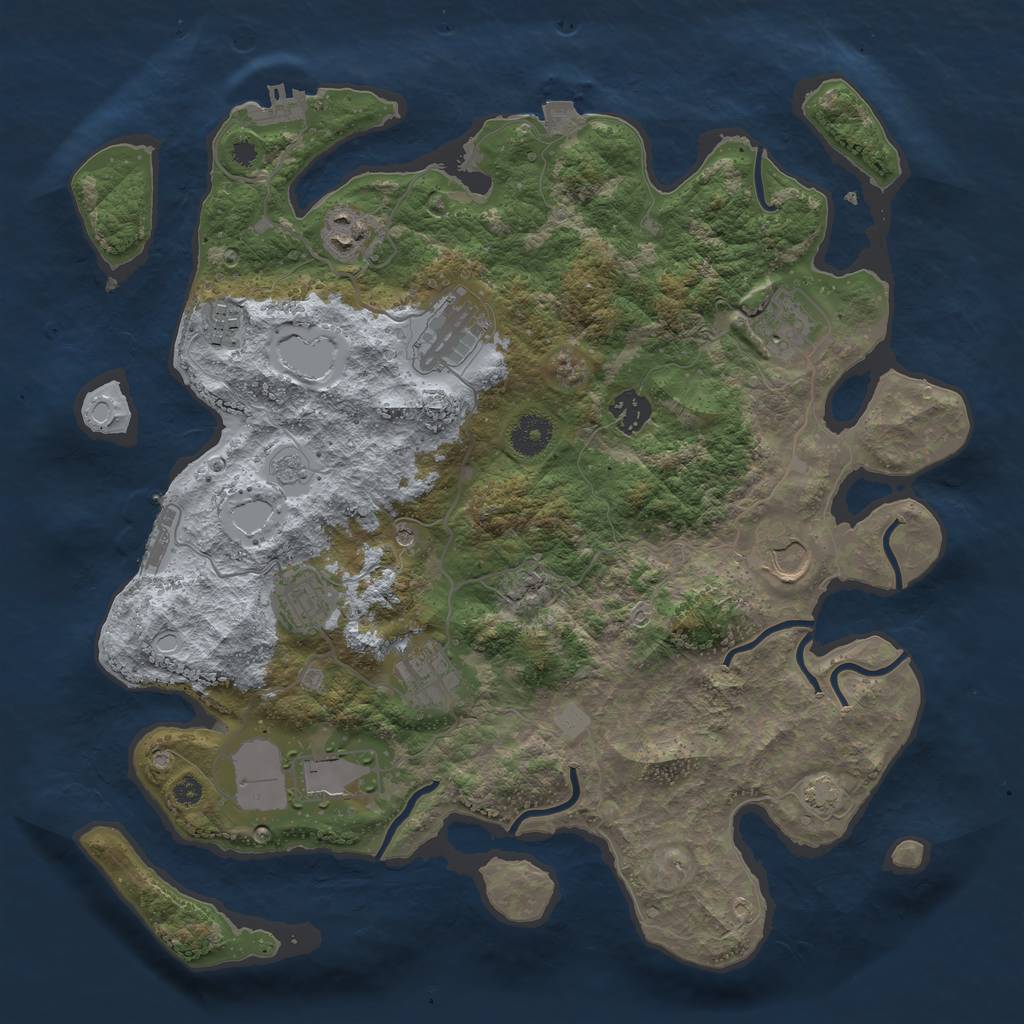 Rust Map: Procedural Map, Size: 3750, Seed: 754698255, 17 Monuments