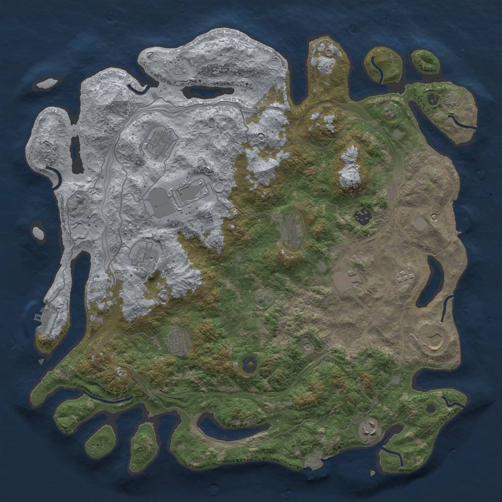 Rust Map: Procedural Map, Size: 4500, Seed: 148720441, 18 Monuments