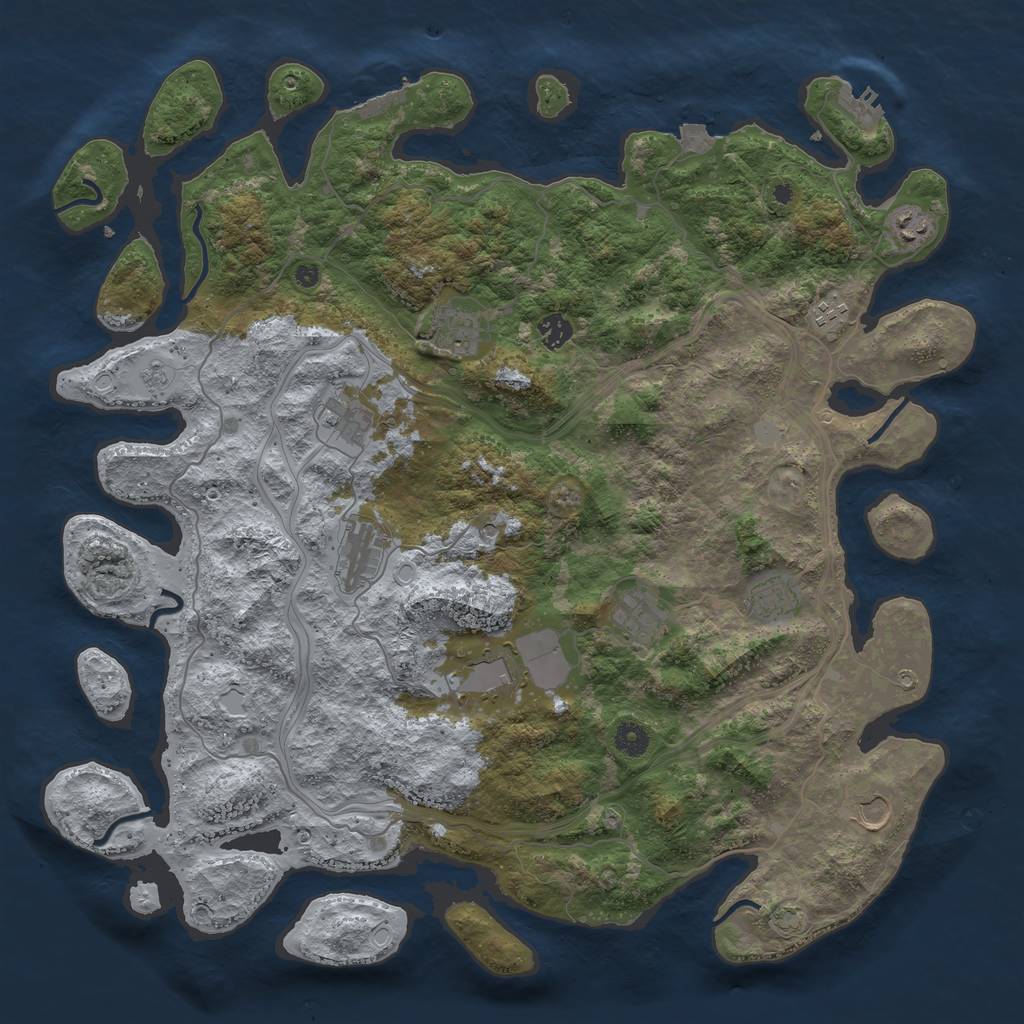 Rust Map: Procedural Map, Size: 4500, Seed: 1056900244, 18 Monuments