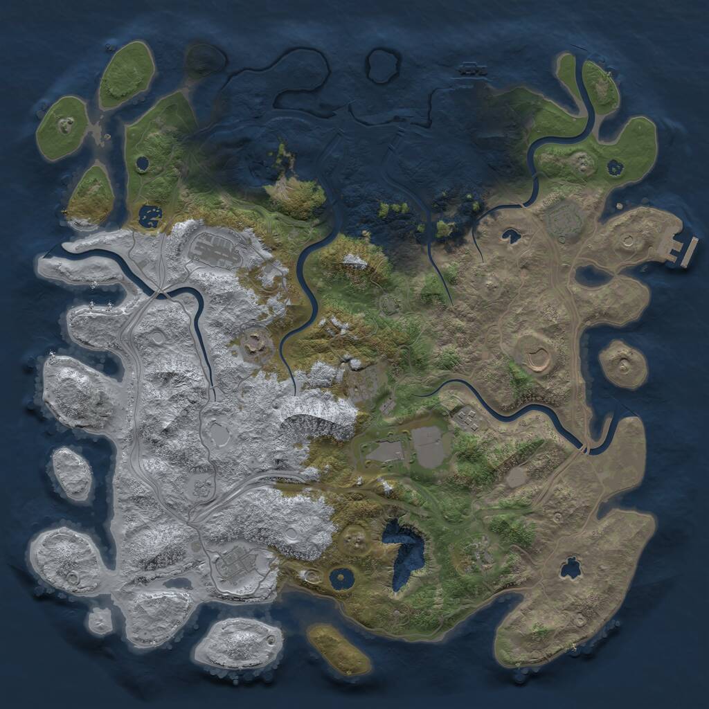 Rust Map: Procedural Map, Size: 4500, Seed: 1056900244, 16 Monuments