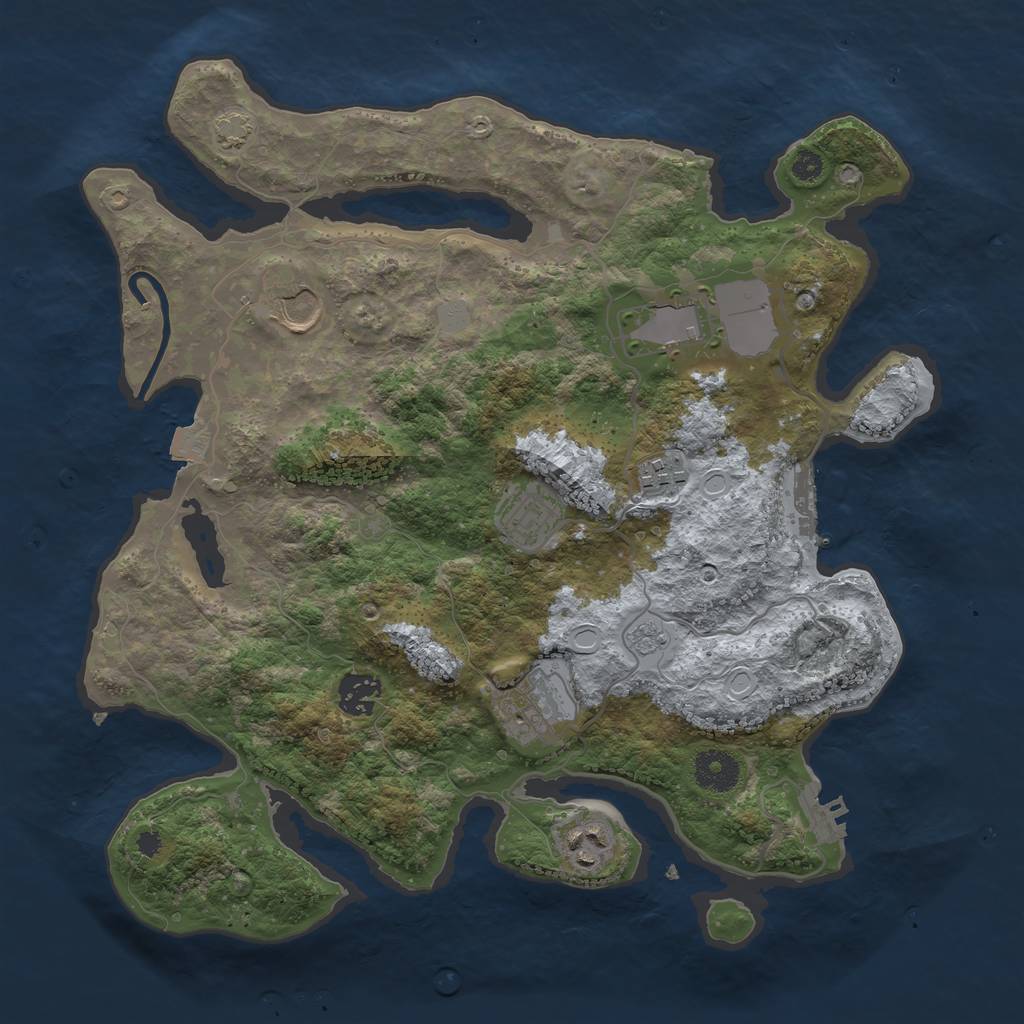 Rust Map: Procedural Map, Size: 3500, Seed: 2074816879, 14 Monuments