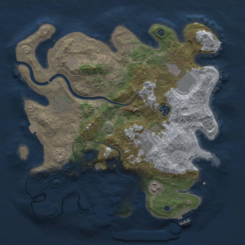 Rust Map: Procedural Map, Size: 3500, Seed: 681537652, 13 Monuments