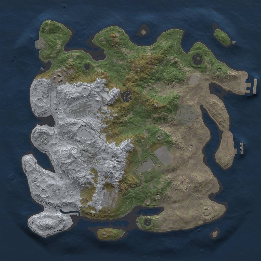Rust Map: Procedural Map, Size: 3500, Seed: 688892504, 16 Monuments