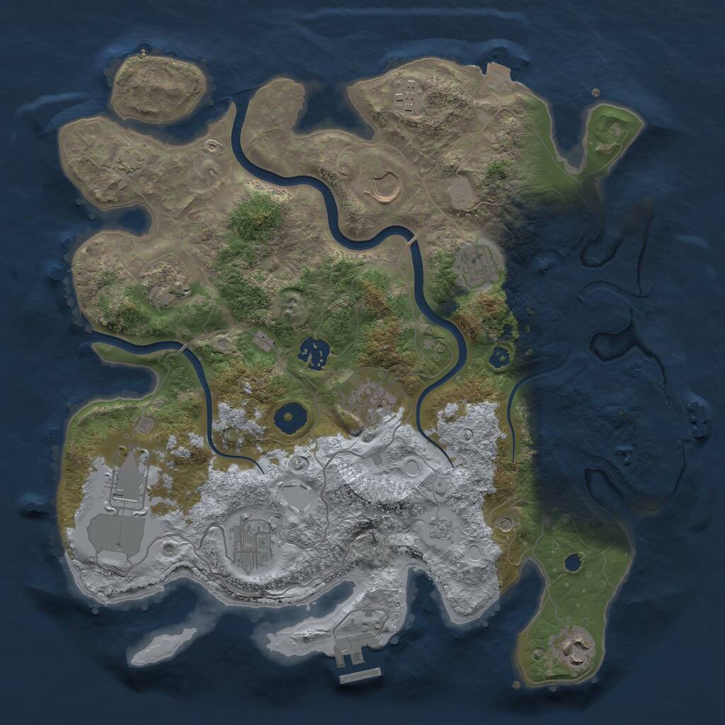 Rust Map: Procedural Map, Size: 3500, Seed: 806927578, 15 Monuments