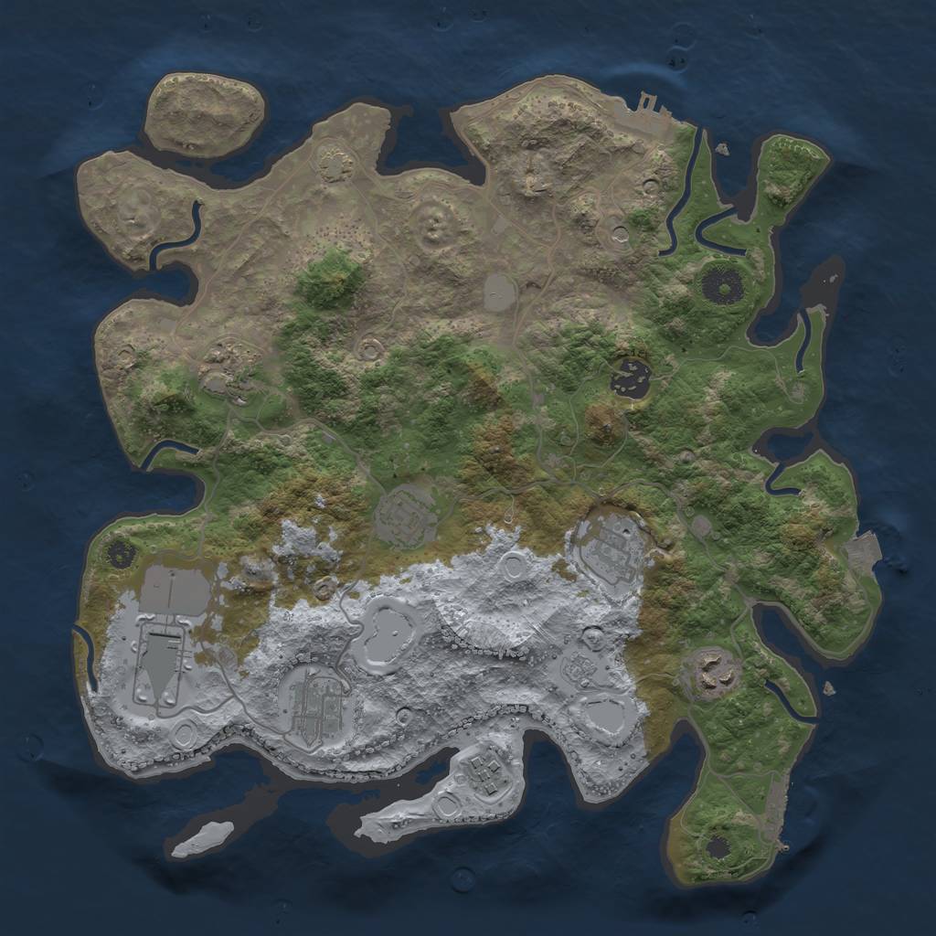Rust Map: Procedural Map, Size: 3500, Seed: 806927578, 16 Monuments