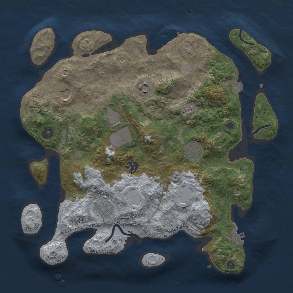 Rust Map: Procedural Map, Size: 3500, Seed: 110416216, 15 Monuments