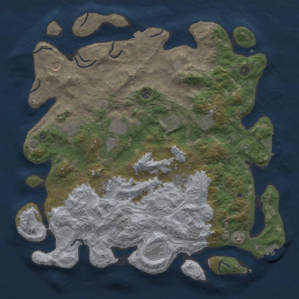 Rust Map: Procedural Map, Size: 4500, Seed: 6915, 19 Monuments