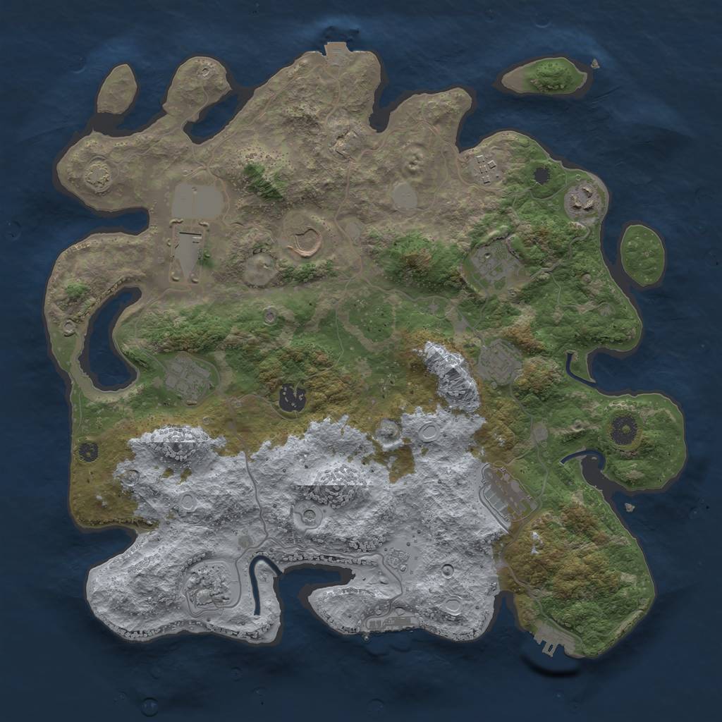 Rust Map: Procedural Map, Size: 3800, Seed: 1078654402, 18 Monuments
