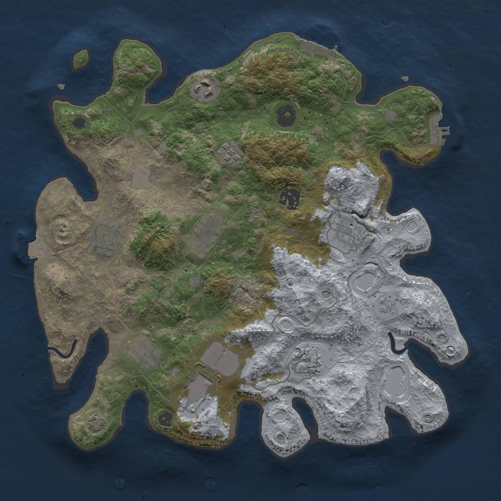 Rust Map: Procedural Map, Size: 3550, Seed: 28284267, 17 Monuments