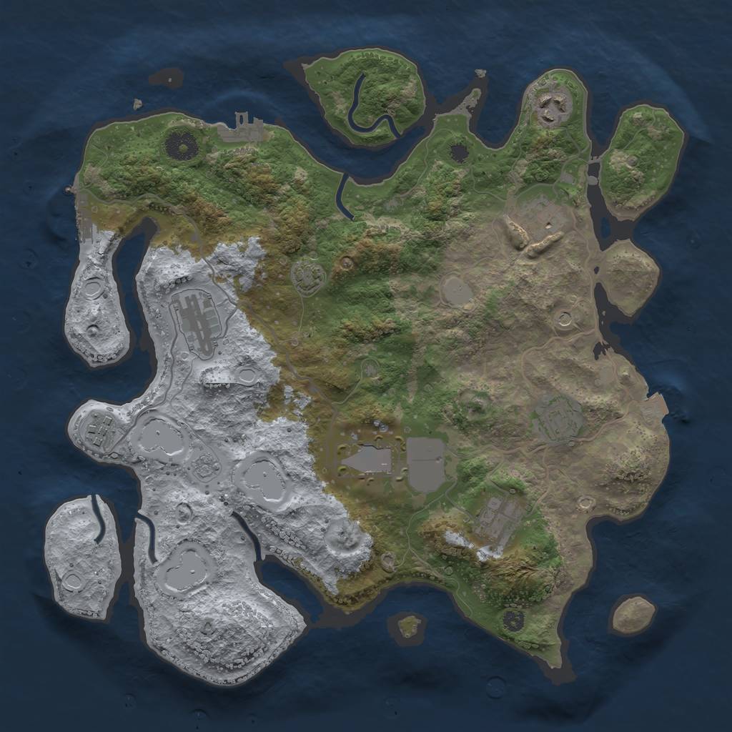 Rust Map: Procedural Map, Size: 3500, Seed: 1481680023, 15 Monuments