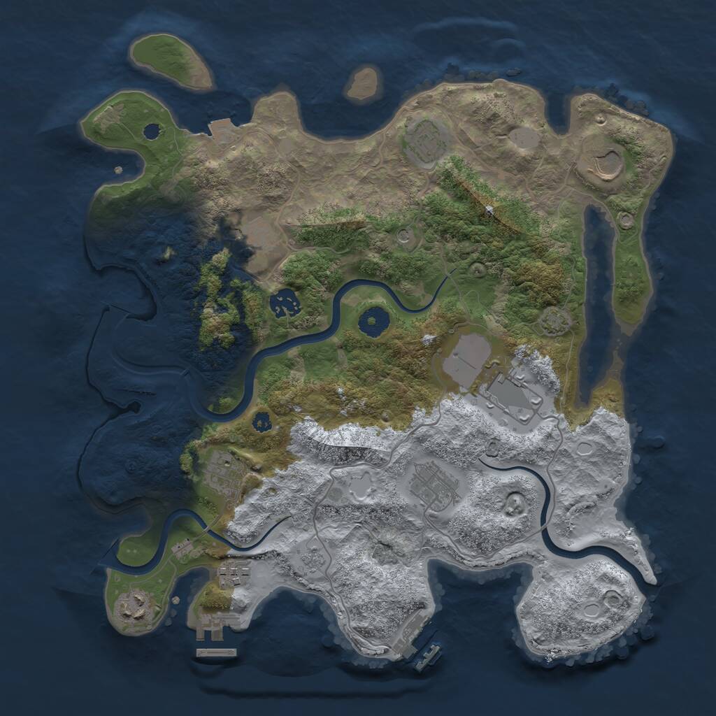 Rust Map: Procedural Map, Size: 3600, Seed: 1218870764, 15 Monuments