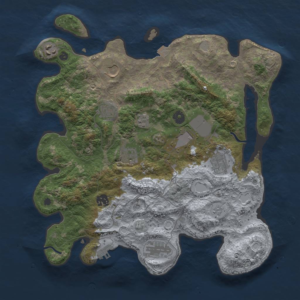 Rust Map: Procedural Map, Size: 3600, Seed: 1218870764, 16 Monuments