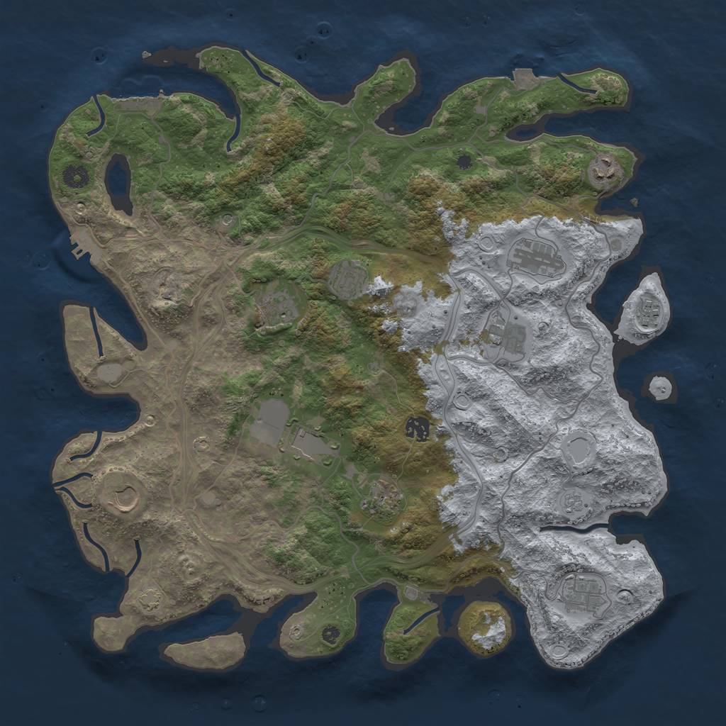 Rust Map: Procedural Map, Size: 4250, Seed: 1864096711, 19 Monuments