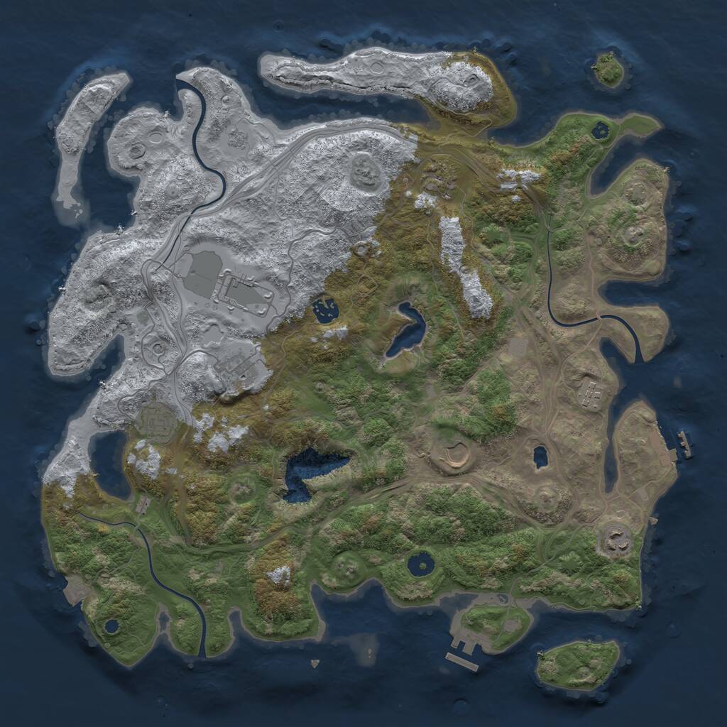 Rust Map: Procedural Map, Size: 4300, Seed: 87116915, 14 Monuments