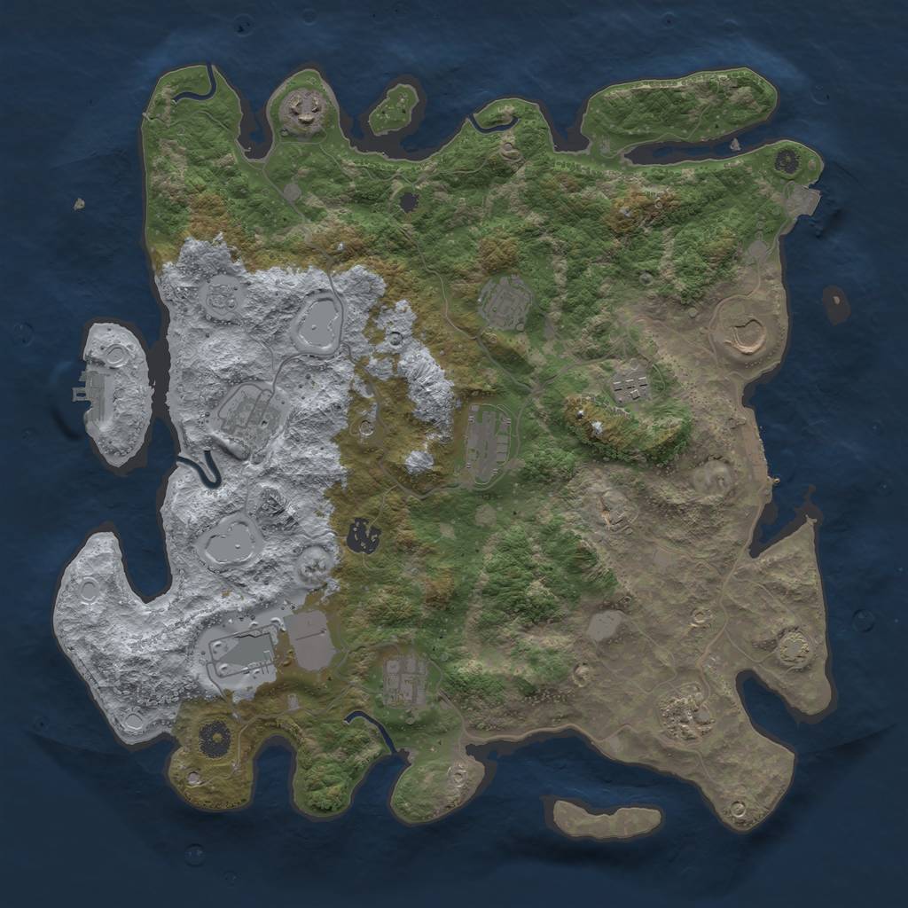 Rust Map: Procedural Map, Size: 3950, Seed: 254825265, 18 Monuments