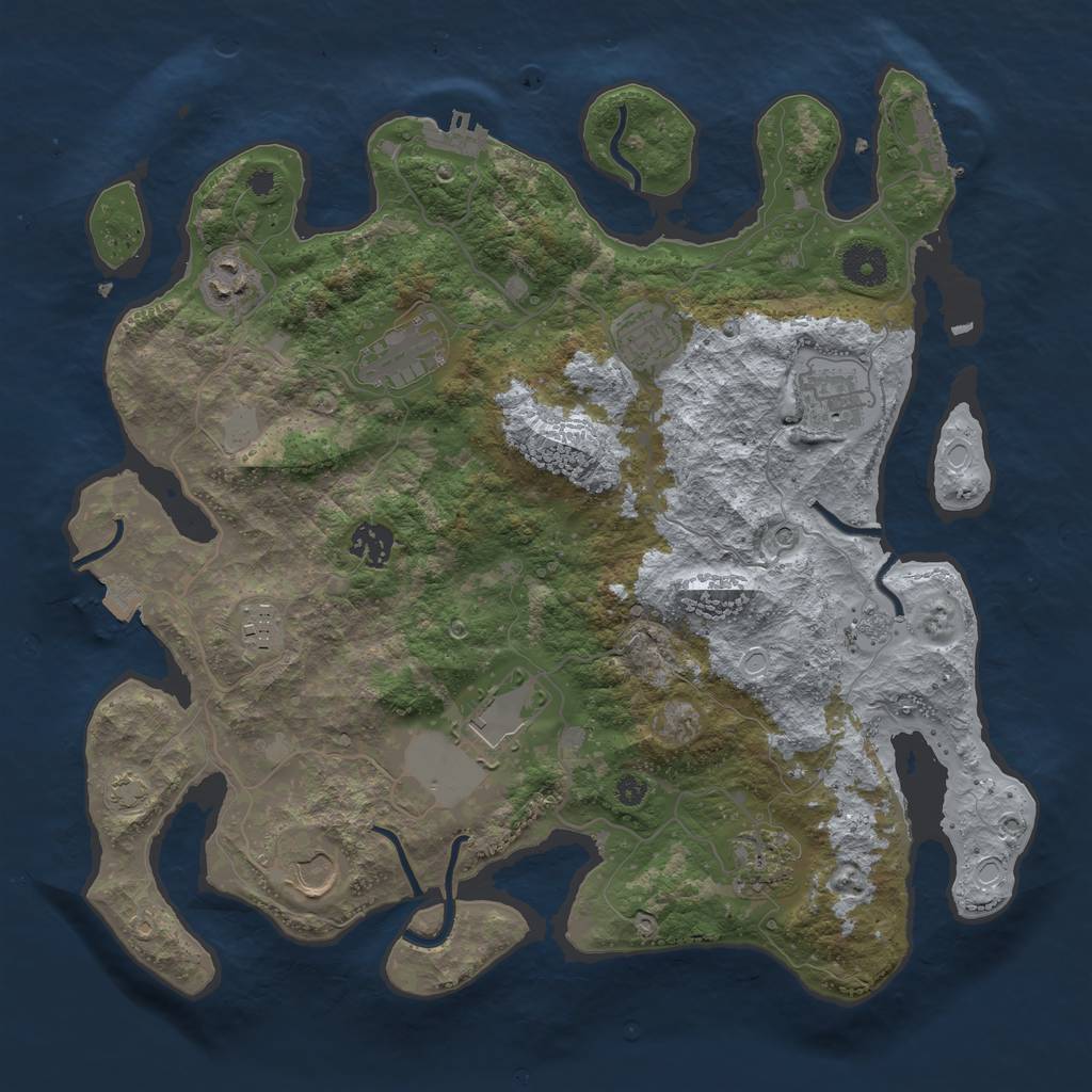 Rust Map: Procedural Map, Size: 3700, Seed: 1894065139, 17 Monuments