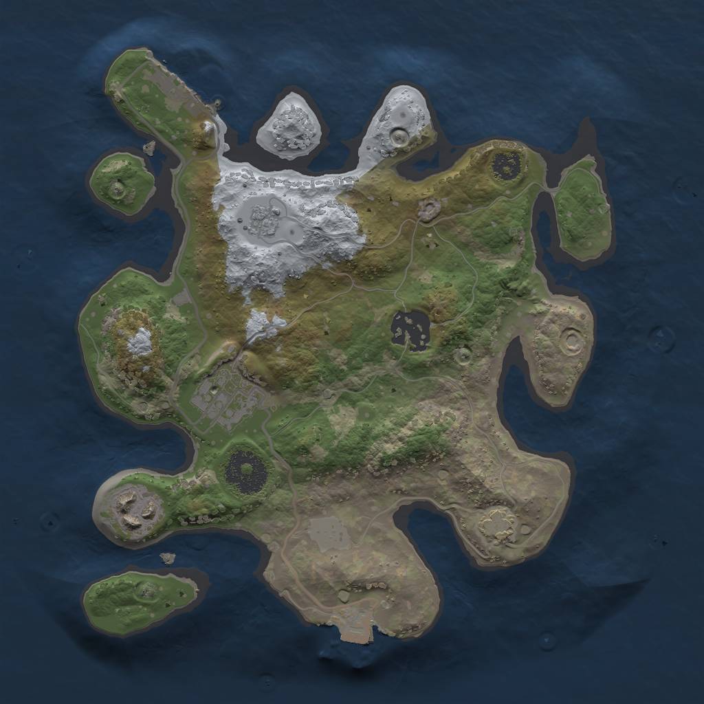 Rust Map: Procedural Map, Size: 2500, Seed: 654676845, 9 Monuments