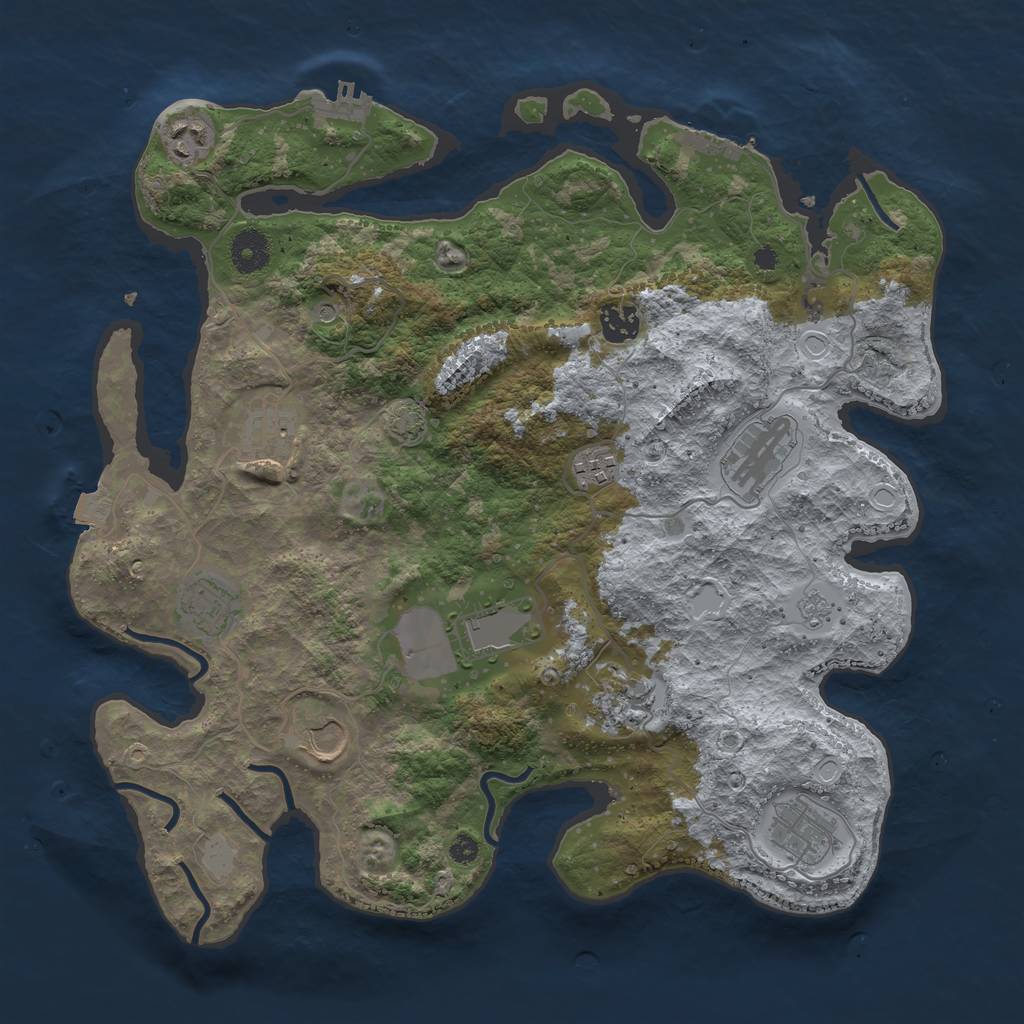 Rust Map: Procedural Map, Size: 3750, Seed: 2026733299, 18 Monuments