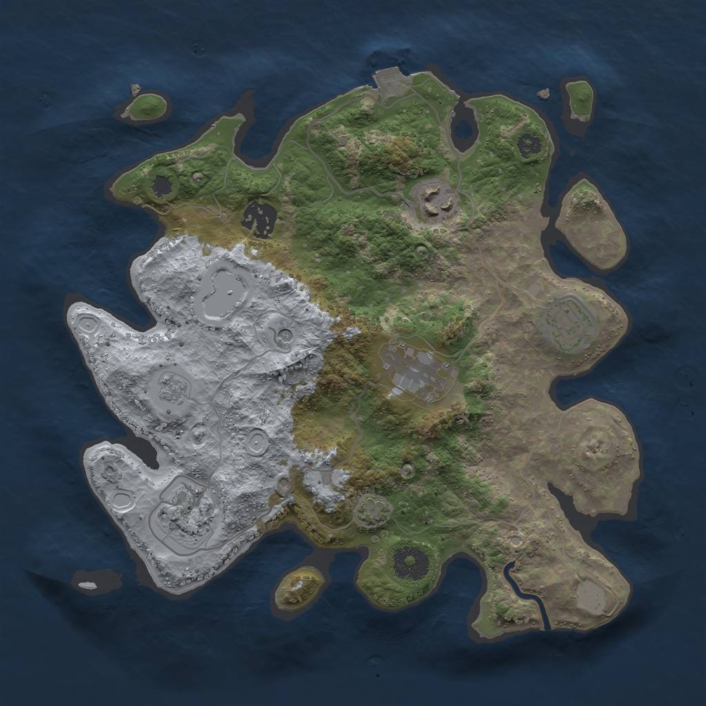 Rust Map: Procedural Map, Size: 3000, Seed: 1395668802, 11 Monuments
