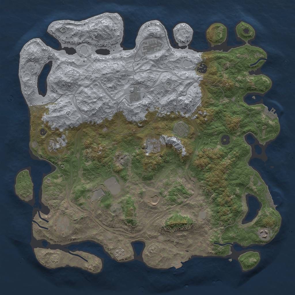 Rust Map: Procedural Map, Size: 4500, Seed: 1481721182, 19 Monuments
