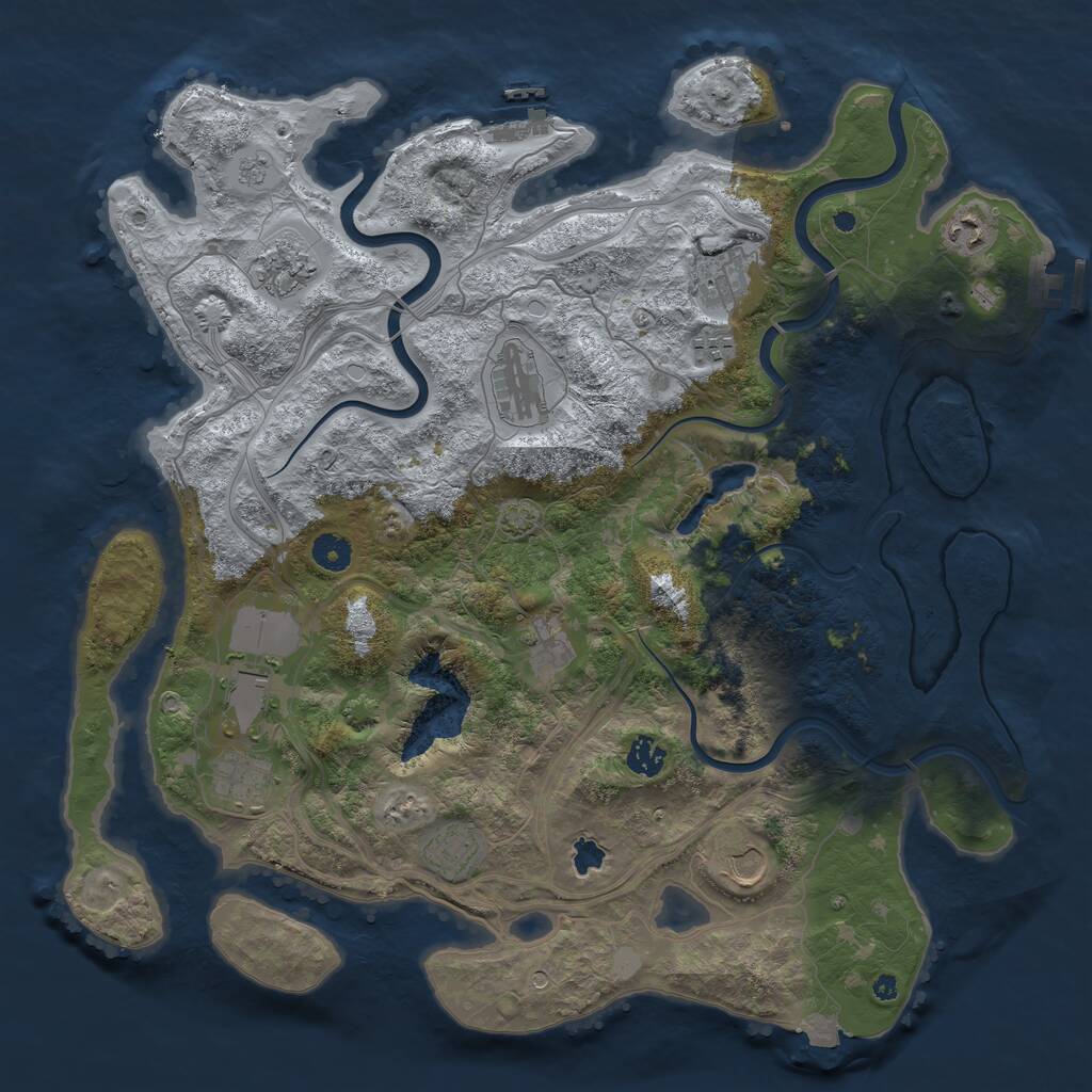 Rust Map: Procedural Map, Size: 4250, Seed: 1324856409, 17 Monuments