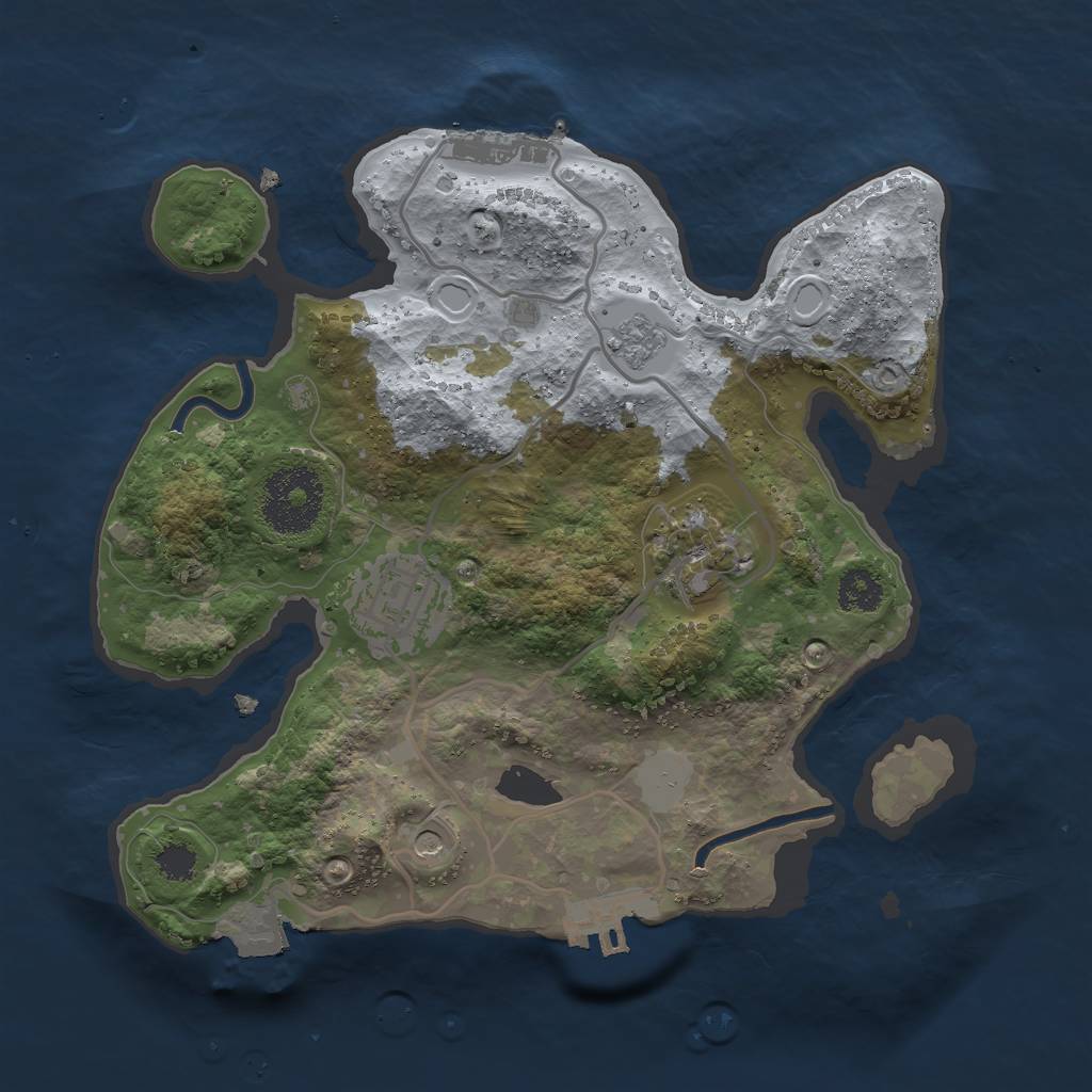 Rust Map: Procedural Map, Size: 2500, Seed: 132724165, 9 Monuments