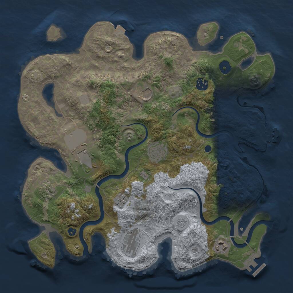 Rust Map: Procedural Map, Size: 3500, Seed: 1664804669, 14 Monuments