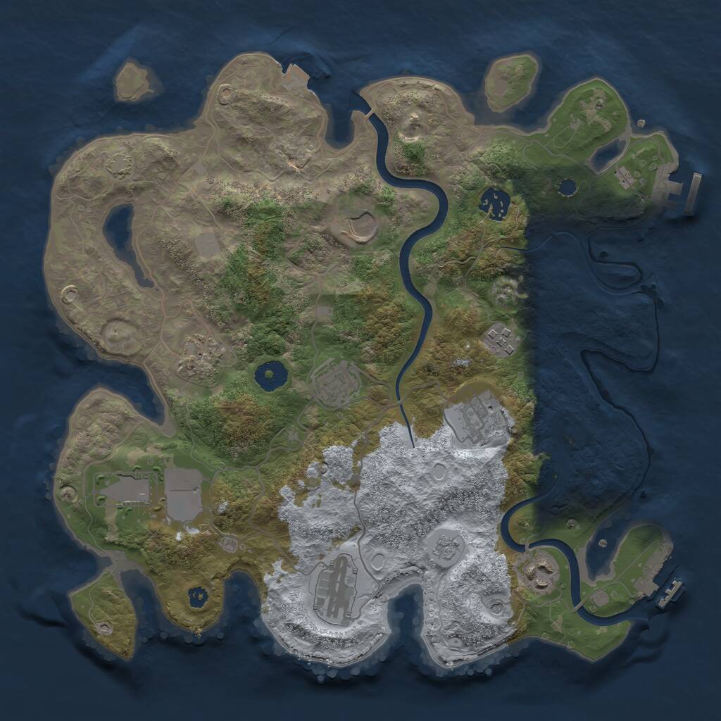 Rust Map: Procedural Map, Size: 3500, Seed: 1664804669, 15 Monuments