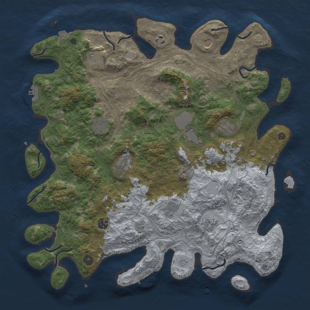 Rust Map: Procedural Map, Size: 4500, Seed: 61980, 19 Monuments