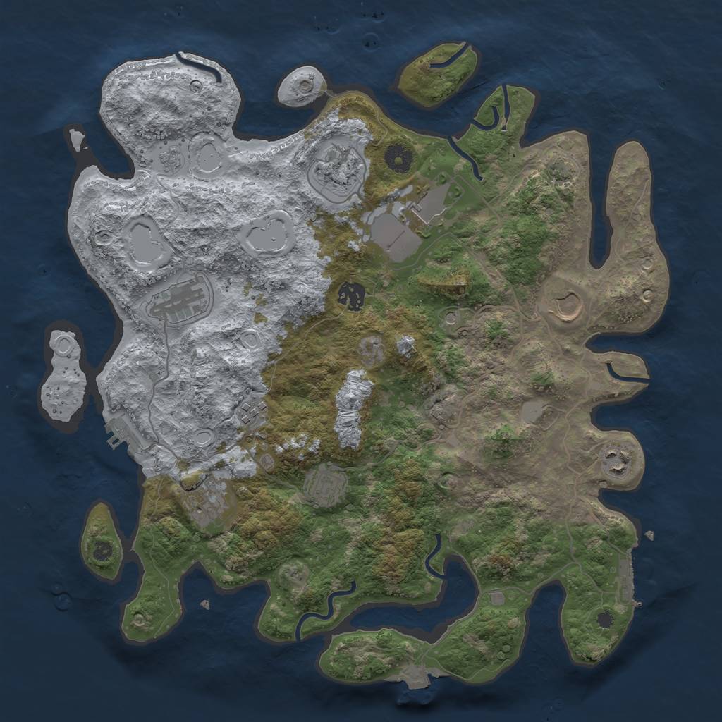 Rust Map: Procedural Map, Size: 3800, Seed: 846508170, 17 Monuments