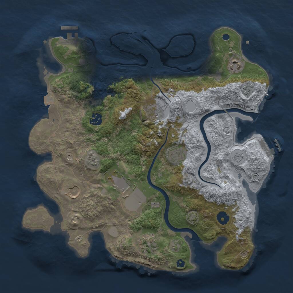 Rust Map: Procedural Map, Size: 3500, Seed: 2809, 14 Monuments