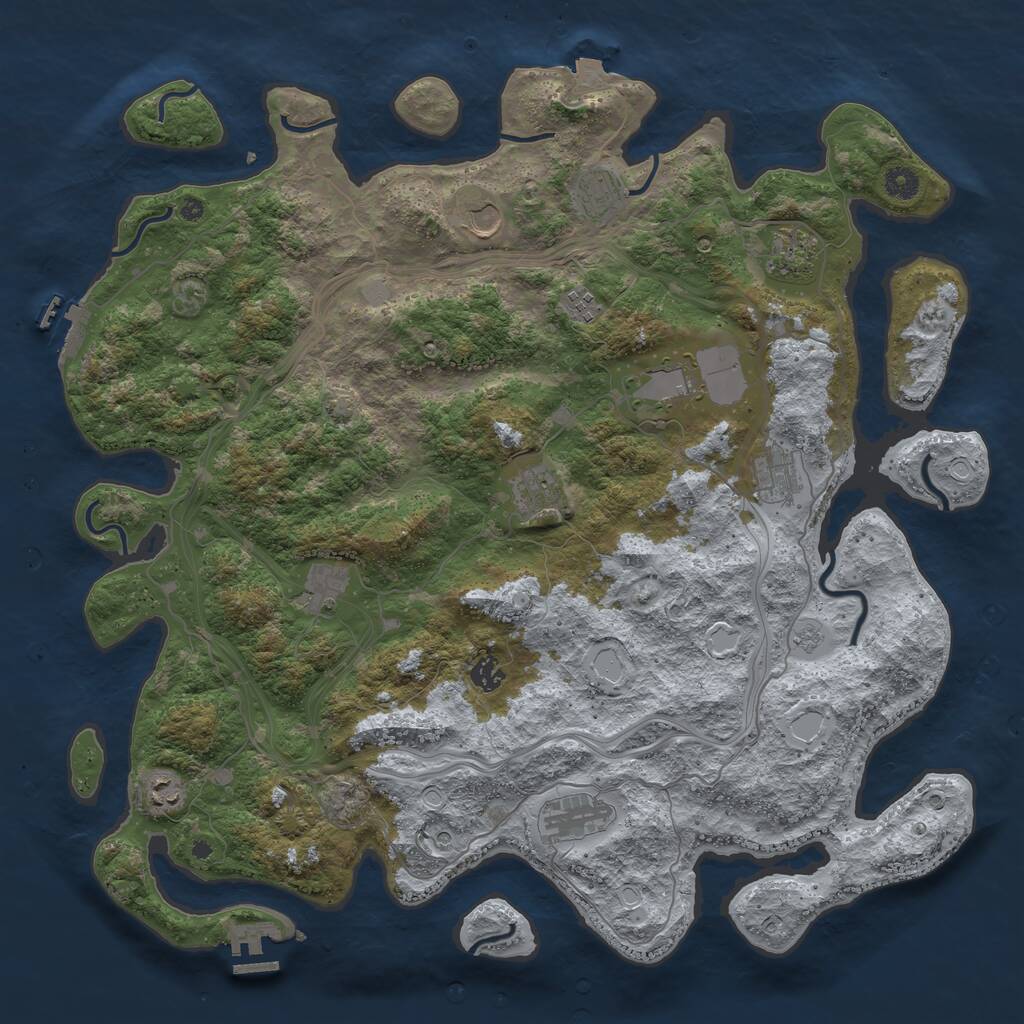 Rust Map: Procedural Map, Size: 4500, Seed: 972255714, 17 Monuments